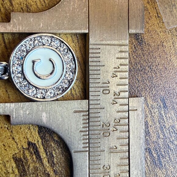 Vintage Initial C Pendant Silver Tone Rhinestone Letter Charm Necklace - Picture 2 of 5